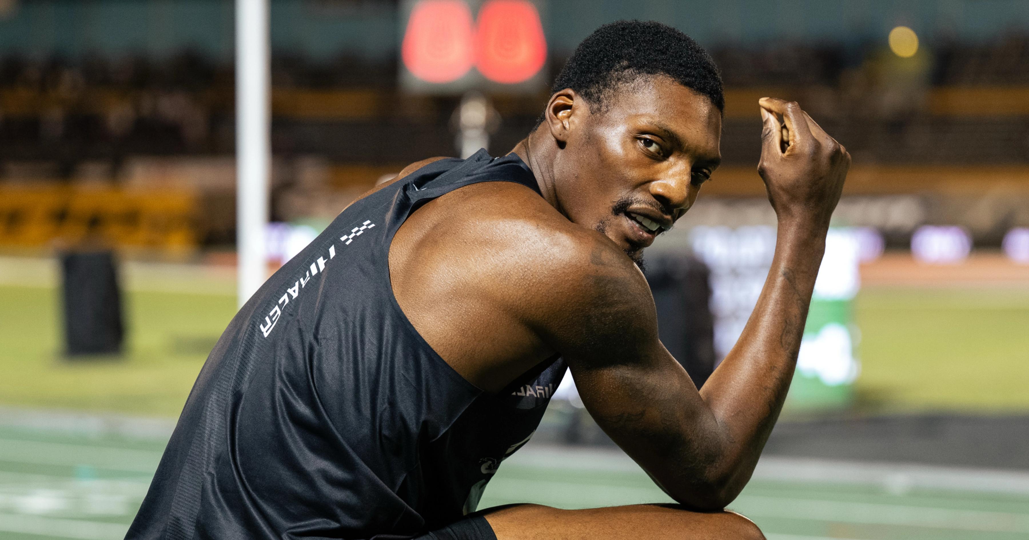 Fred Kerley in competition in 2025.