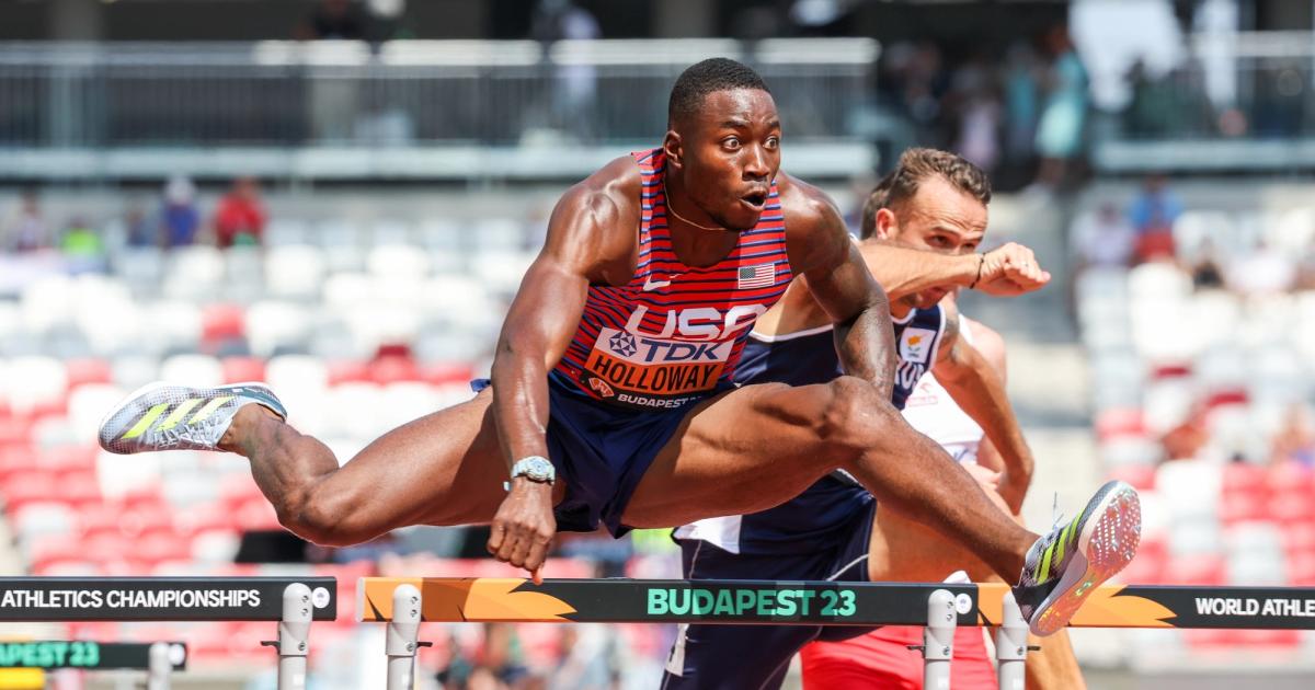 Grant Holloway at the 2023 World Championships.