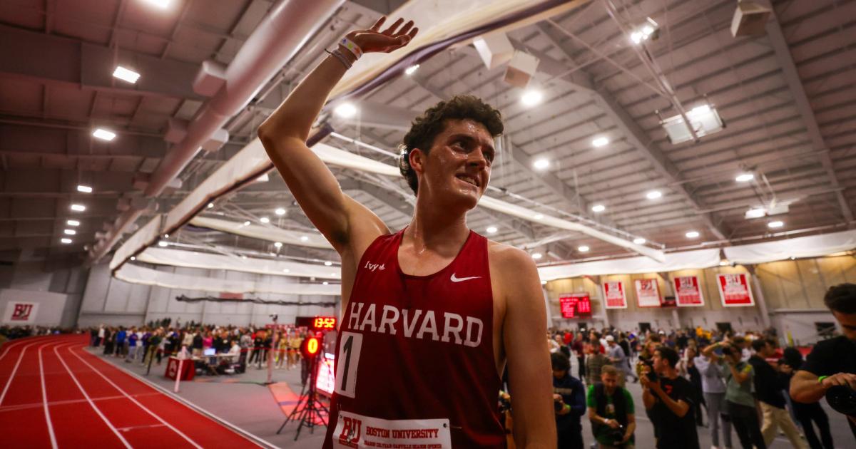 Graham Blanks after running 12:59.89 for 5000m at the BU Sharon Colyear-Danville Season Opener.