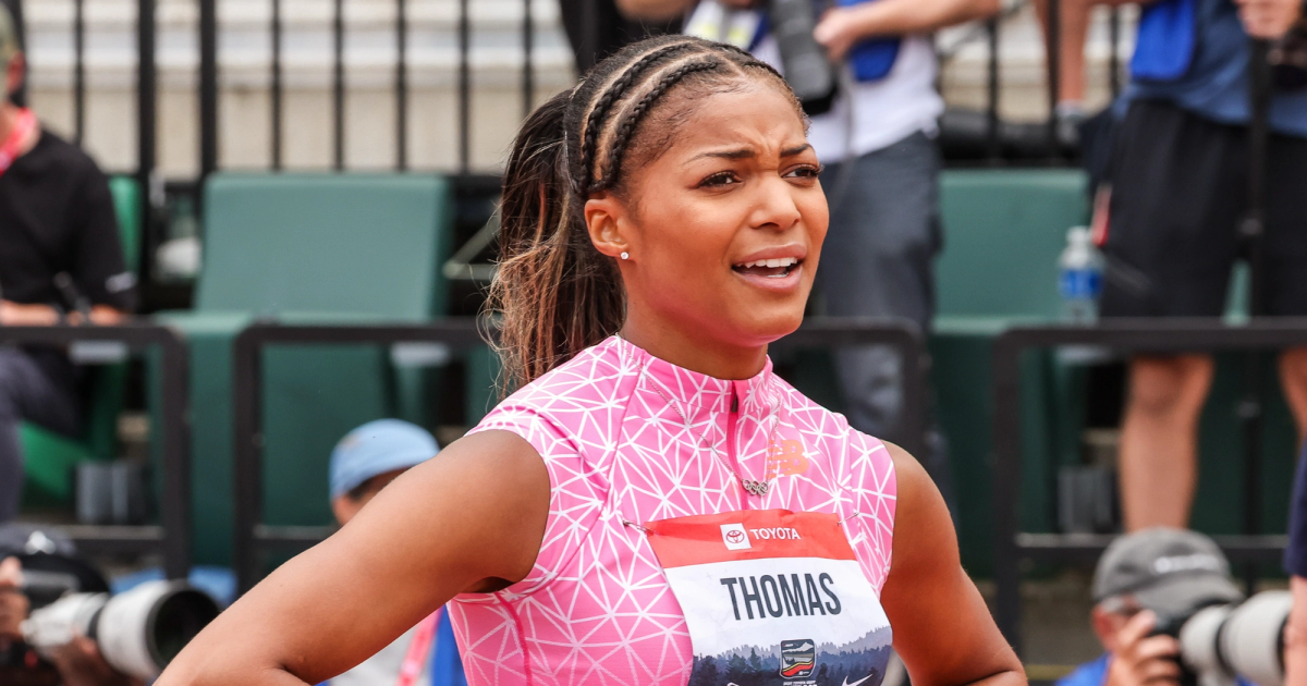 Gabby Thomas at the 2025 U.S. Outdoor Track and Field Championships