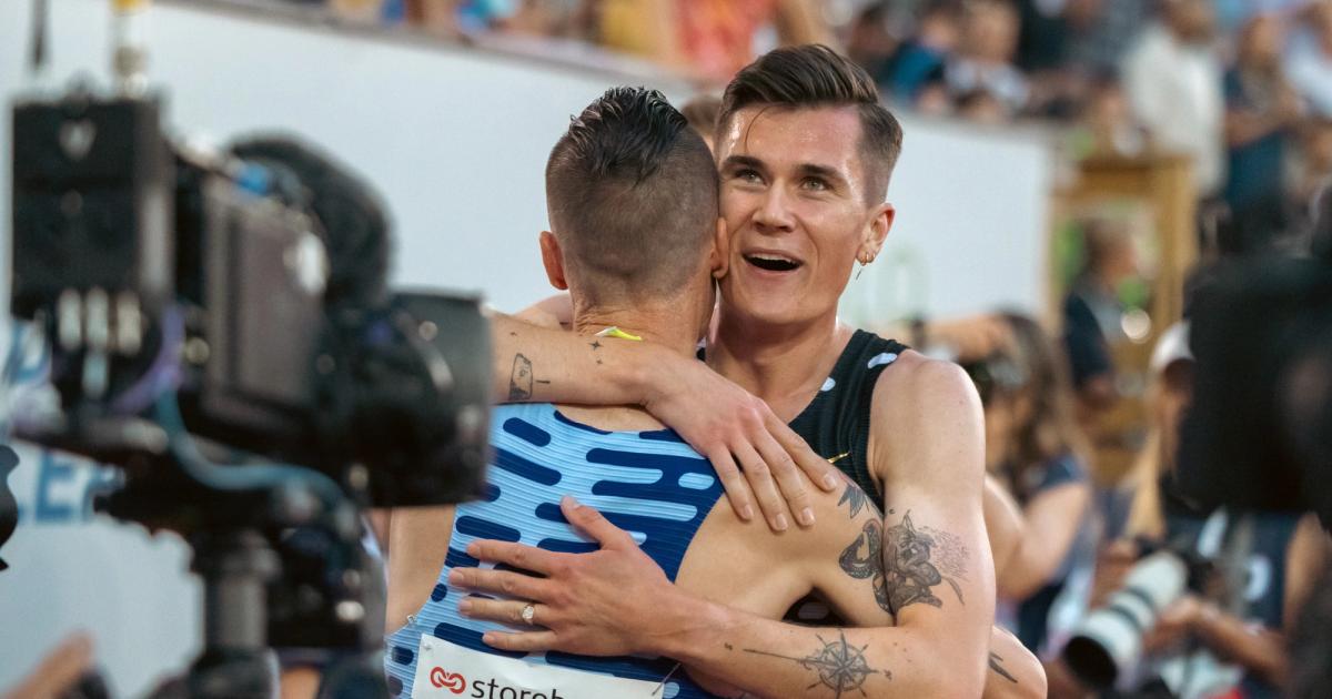 Jakob Ingebrigtsen after winning the 2023 Oslo Diamond League.