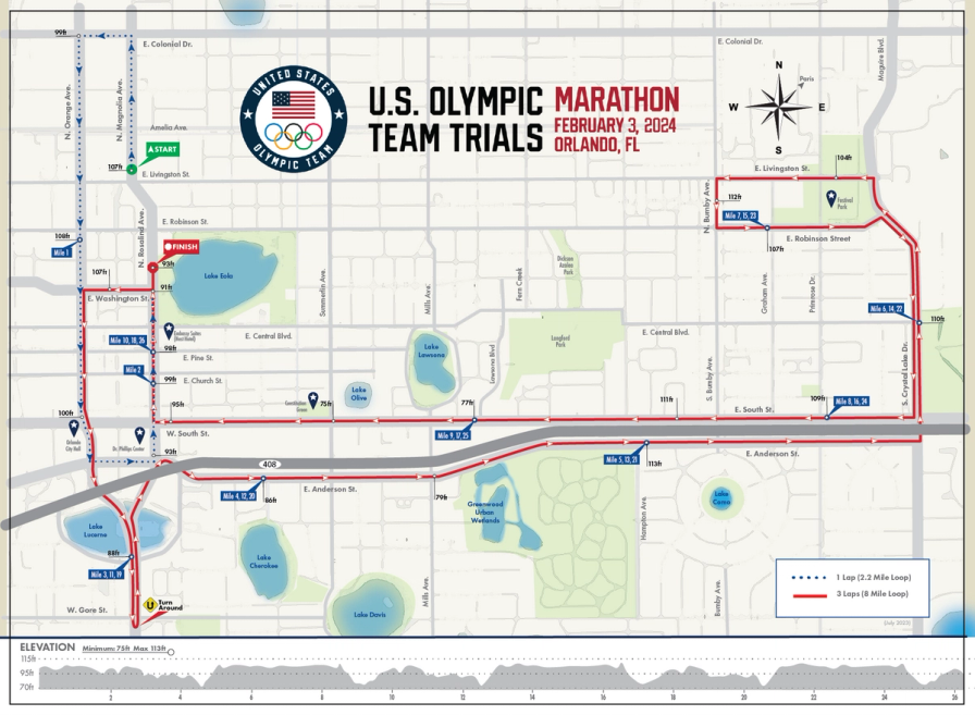 2024 U.S. Olympic Marathon Trials Course Map