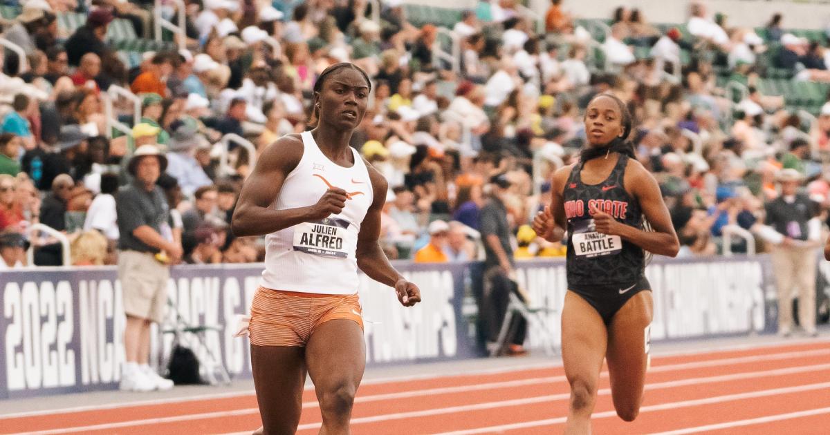 Julien Alfred competing at the 2022 NCAA Outdoor Track and Field Championships.
