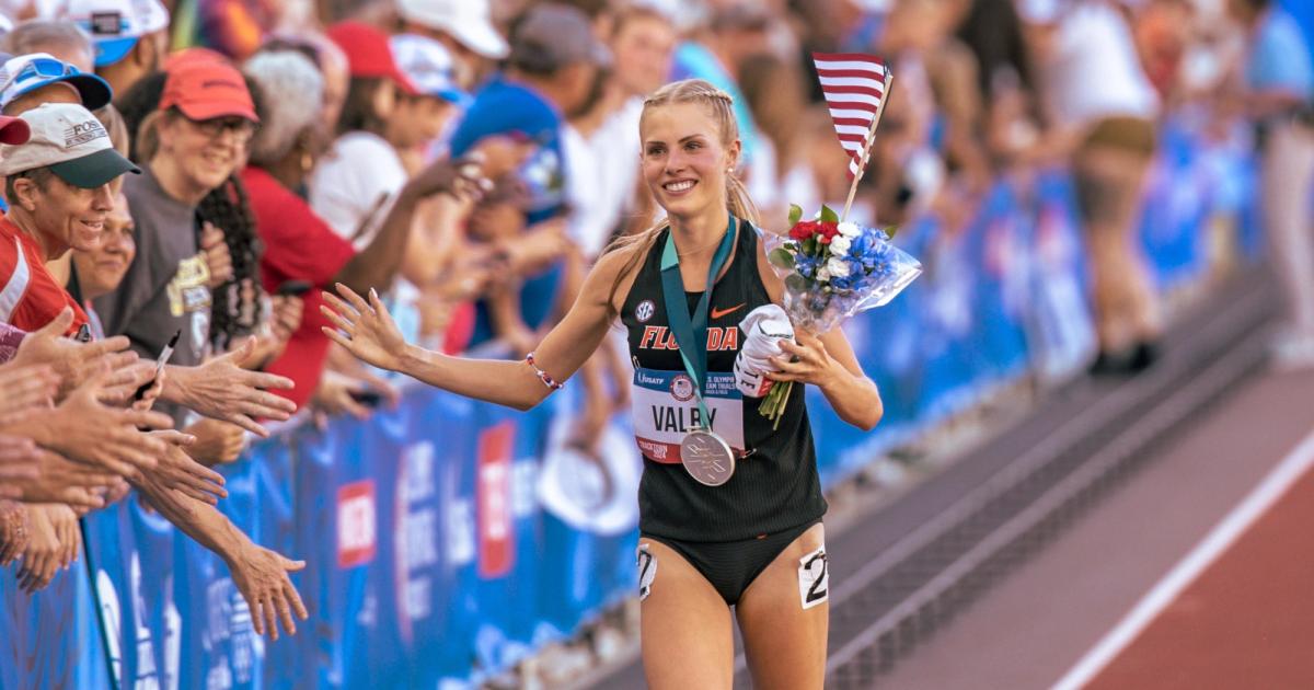 Parker Valby after the 10,000m at the 2024 U.S. Olympic Trials.