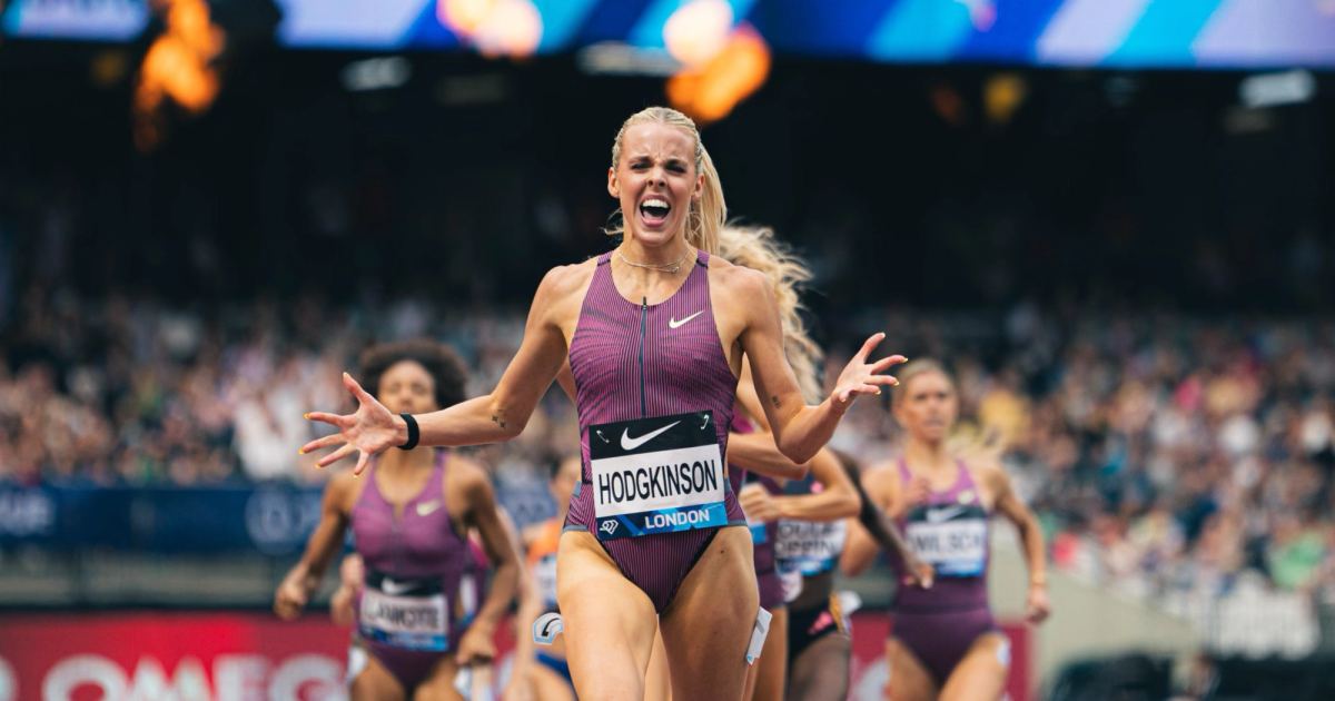 Keely Hodgkinson wins the London Diamond League 800m in a British record of 1:54.61.