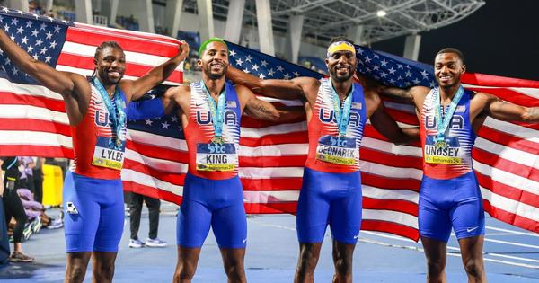 Noah Lyles, Kyree King, Kenny Bednarek, Courtney Lindsey