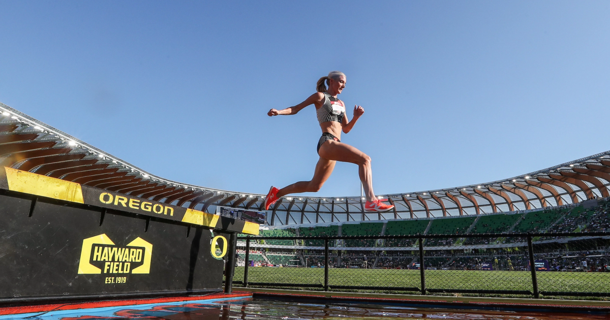 Emma Coburn at the 2023 U.S. Outdoor Track and Field Championships at Hayward Field.