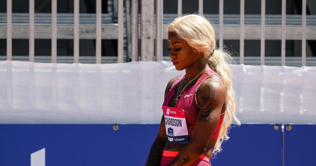 Sha'Carri Richardson before the 200m at the 2022 USATF Outdoor Championships.