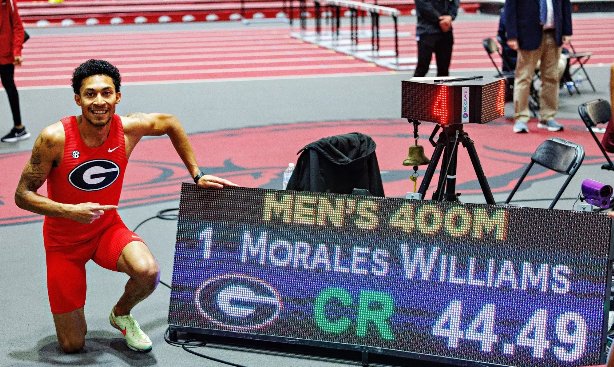 Christopher Morales Williams crossing the finish line after running the  400m final in 45.48 ⚡️ 📸 by @athletepics.ca