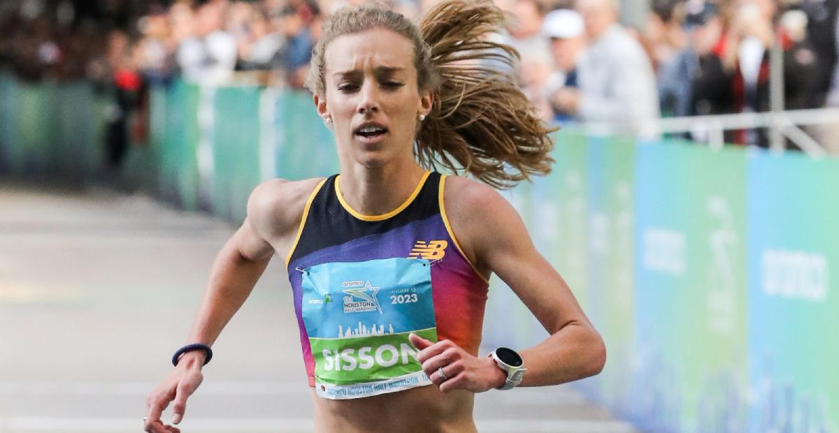 Emily Sisson broke her own American record in the half marathon at the 2023 Houston Half.