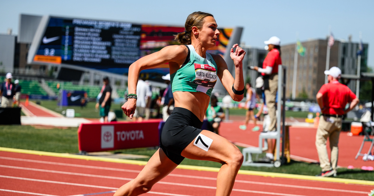 Sage Hurta-Klecker racing at the 2023 USATF Outdoor Track & Field Championships