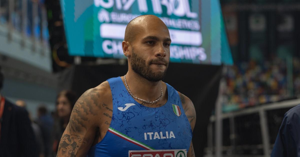 Marcell Jacobs after taking silver at the European Indoor Championships men's 60m final.