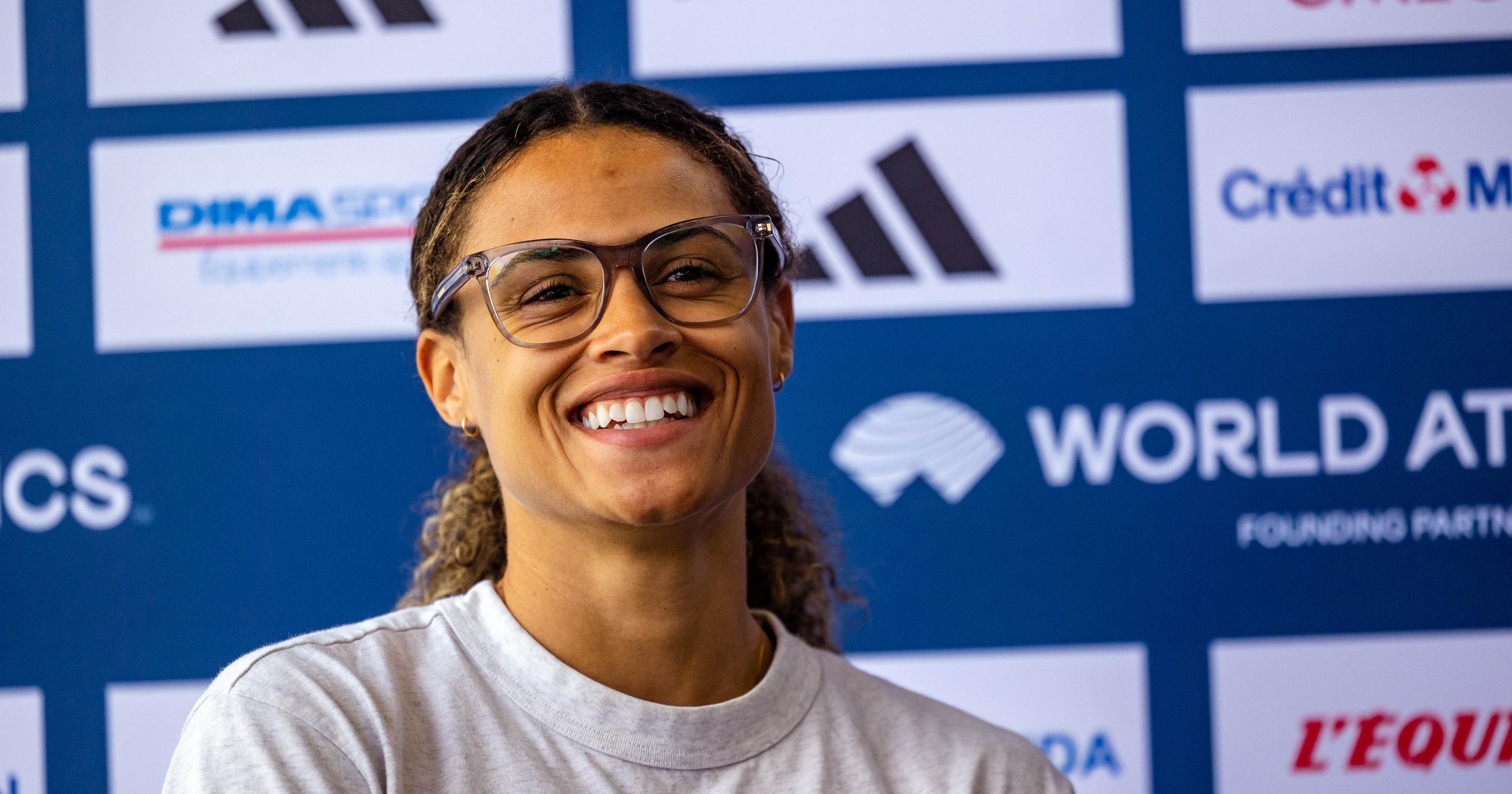 Sydney McLaughlin-Levrone at the Paris Diamond League Press Conference.