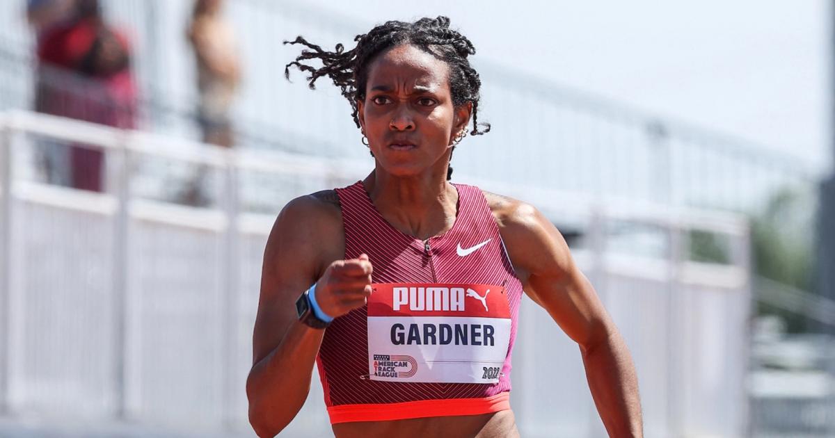English Gardner competing at the American Track League in 2022.