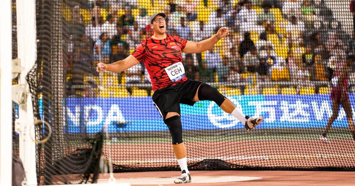 Kristjan Ceh winning the Doha Diamond Leaguew discus.