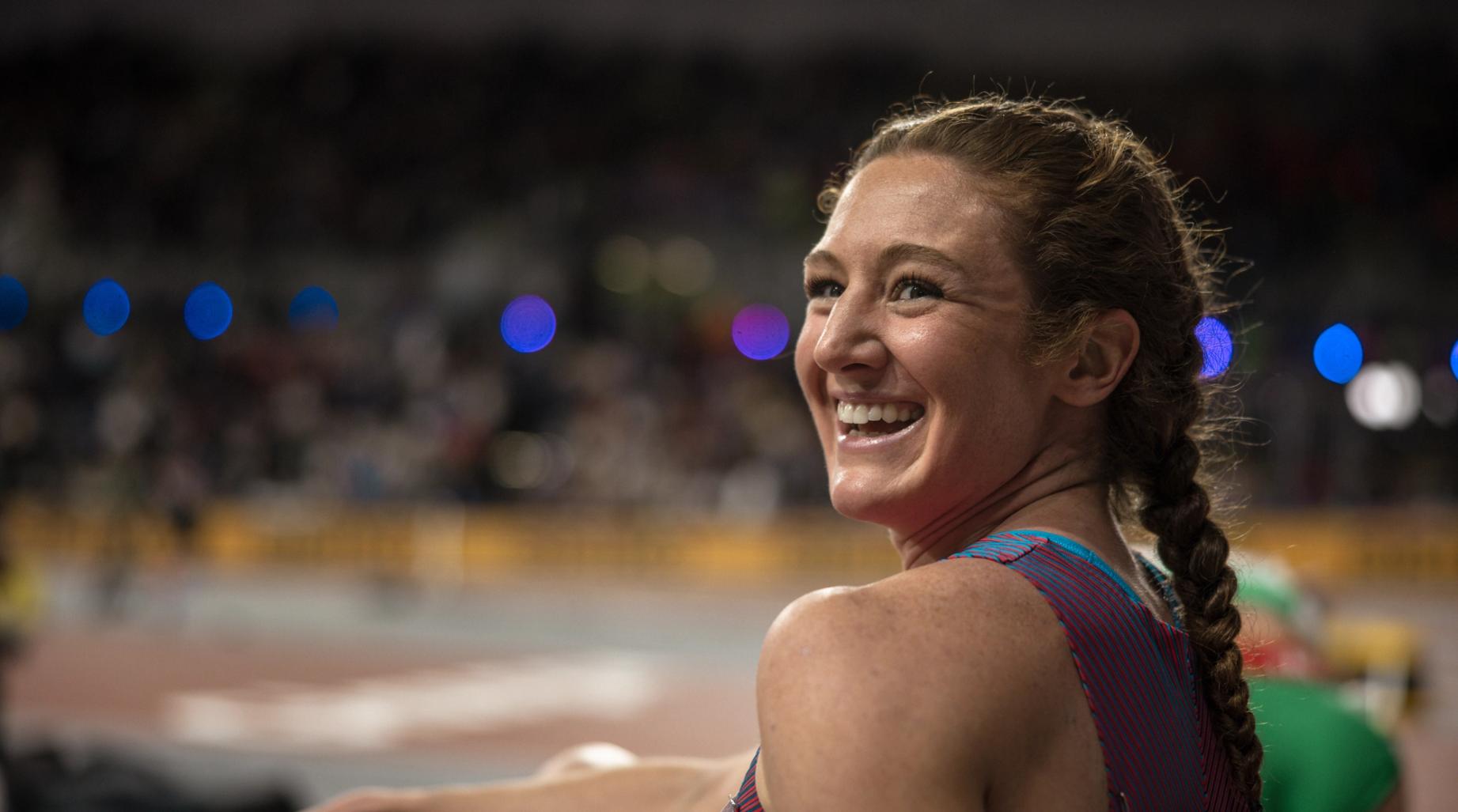 Emily Mackay at the World Athletics Indoor Championships. 