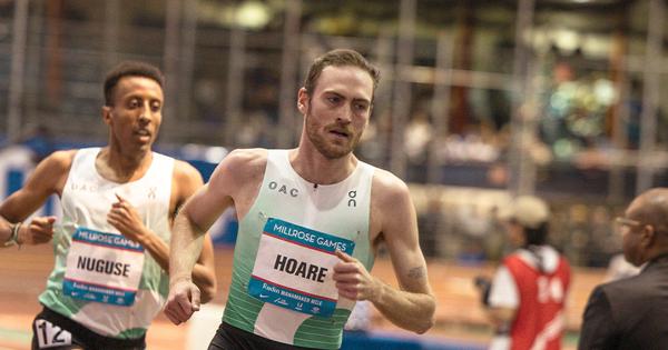 Oliver Hoare competing at the 2023 Millrose Games.