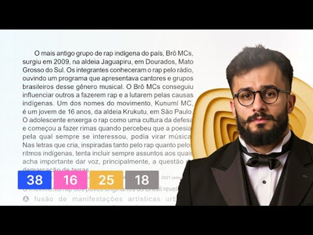 ENEM 2023 - O mais antigo grupo de rap indígena do país, Brô MCs, surgiu em 2009, na aldeia