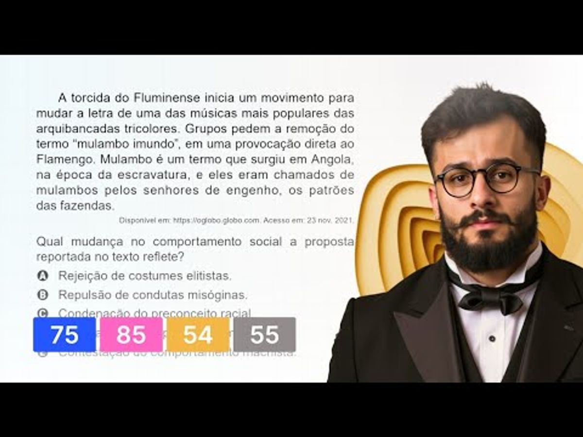 ENEM 2023 - A torcida do Fluminense inicia um movimento para mudar a letra de uma das músicas mais