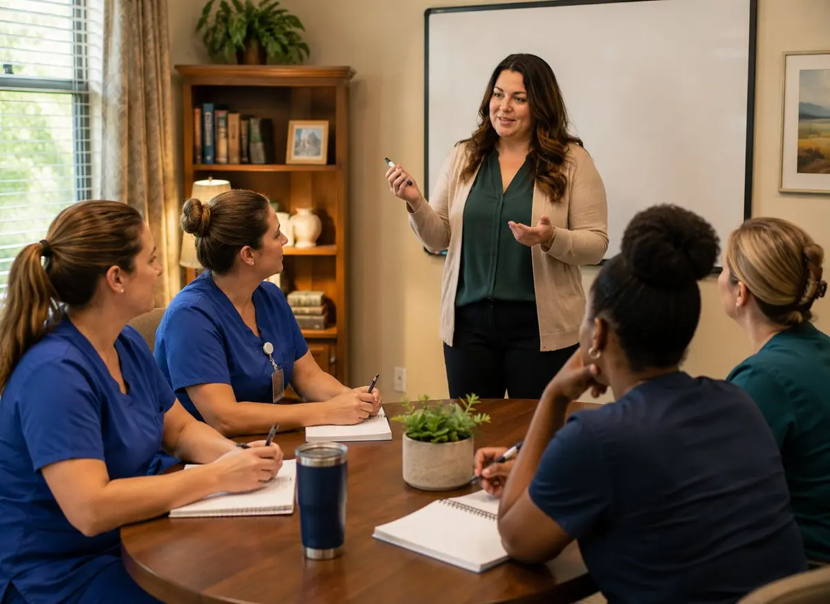 Staff training and mental health education at senior communities