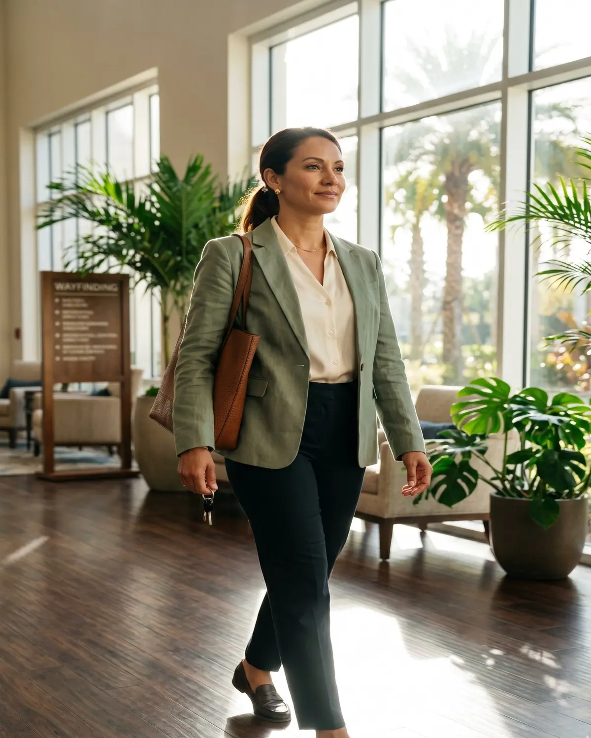 Licensed therapist arriving at a Florida senior community