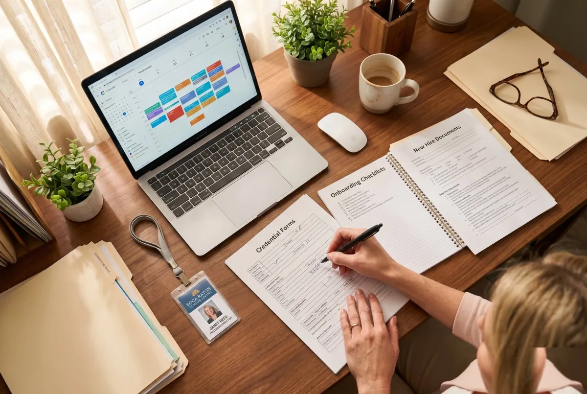 Therapist credentialing and scheduling paperwork