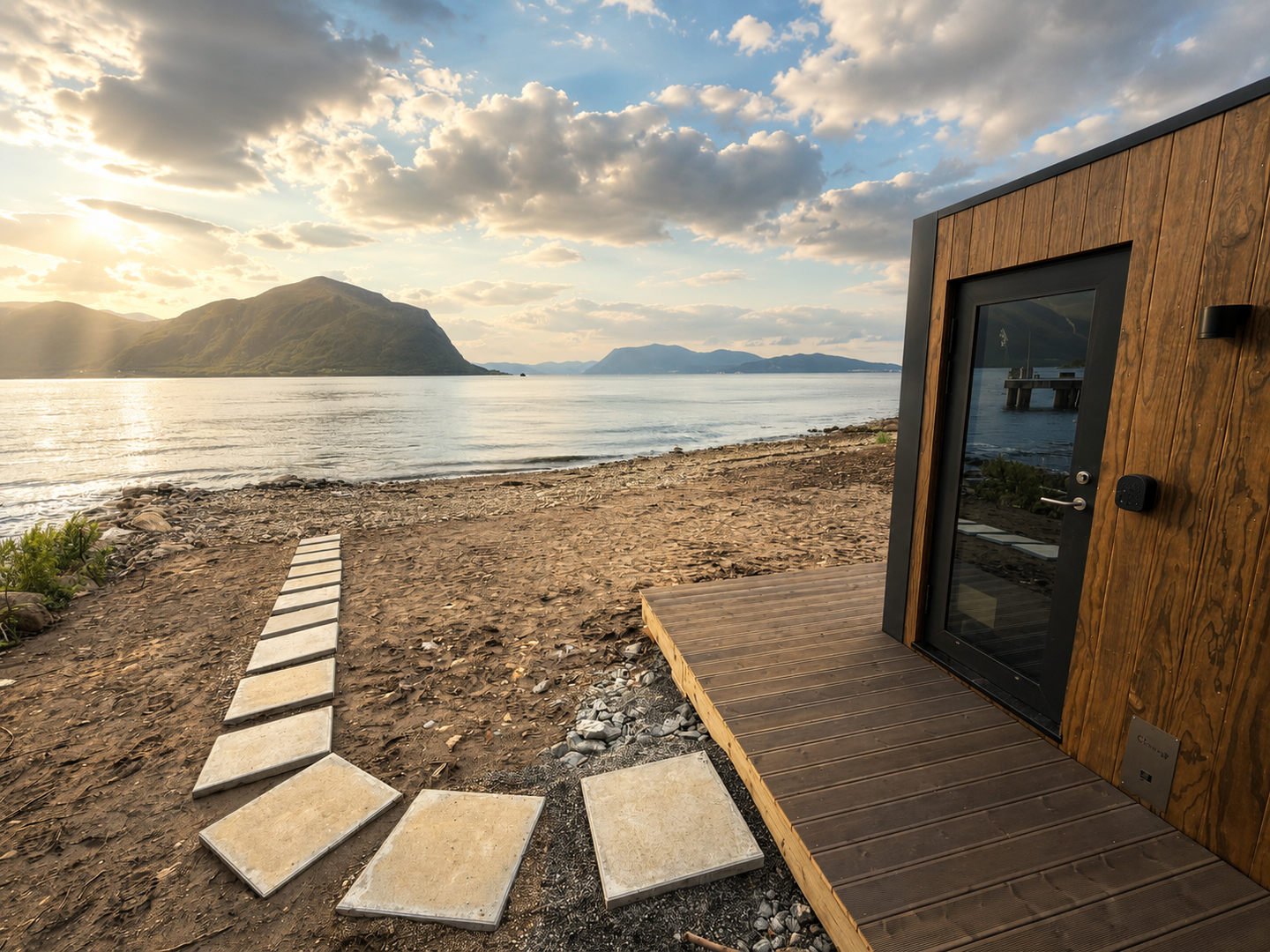Badstuen ligger rett ved fjorden