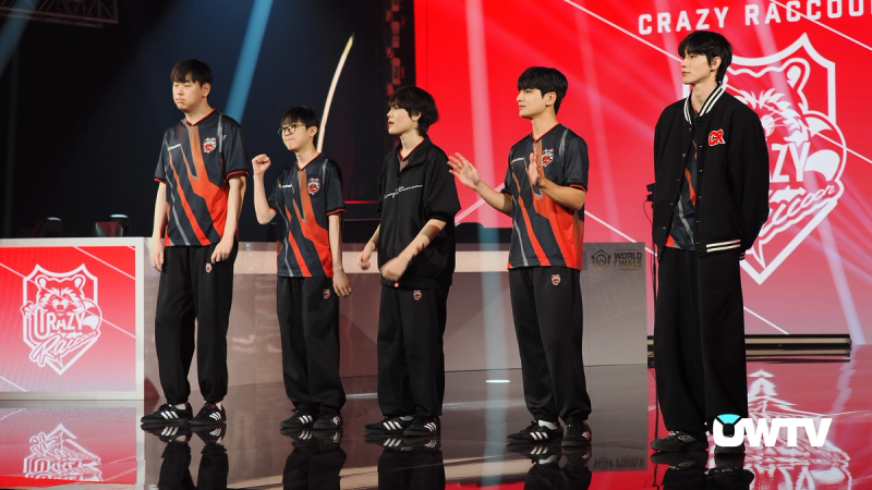 Crazy Raccoon line up for their fateful clash with Team Falcons.