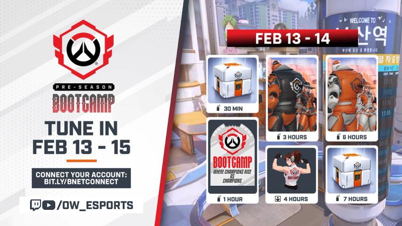 OWCS Pre-Season Bootcamp Esports Lootbox and twitch drops graphic