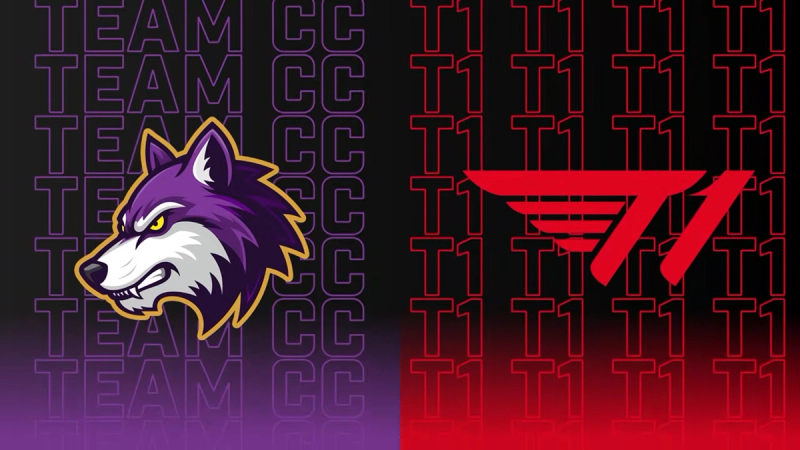 Team CC and T1 logos