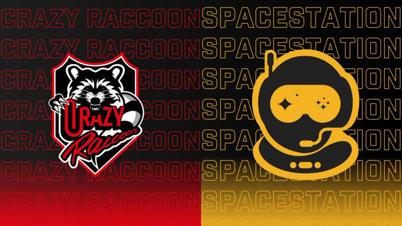 Crazy Raccoon and Spacestation Gaming logos