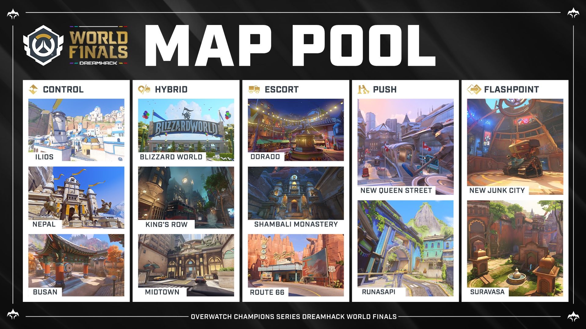 The official map pool for the OWCS 2025 World Finals