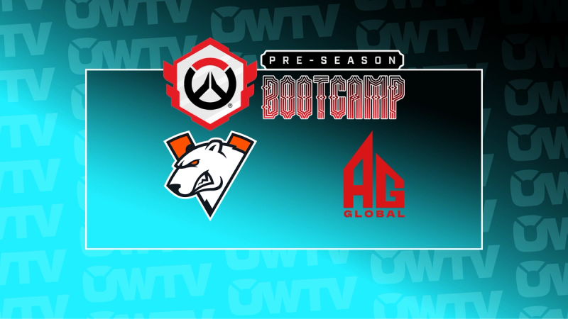 OWTV graphic displaying Virtus.pro and AGG's team logos