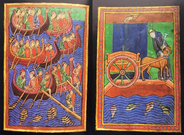 Manuskriptene som oppbevares i Morgan Museum Library i New York skildrer vikingenes sjøtokt til den engelske øya S. Edmund's Island (1100-tallet).