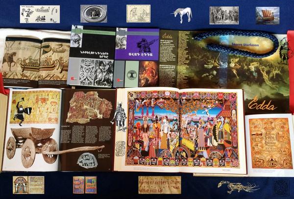 Նկարում սկանդինավյան դիցաբանության մասին գրքեր են և առասպելական պատկերներ