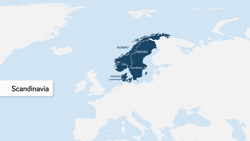 Նկարում Դանիայի, Նորվեգիայի և Շվեդիայի նիացյալ տարածքն է