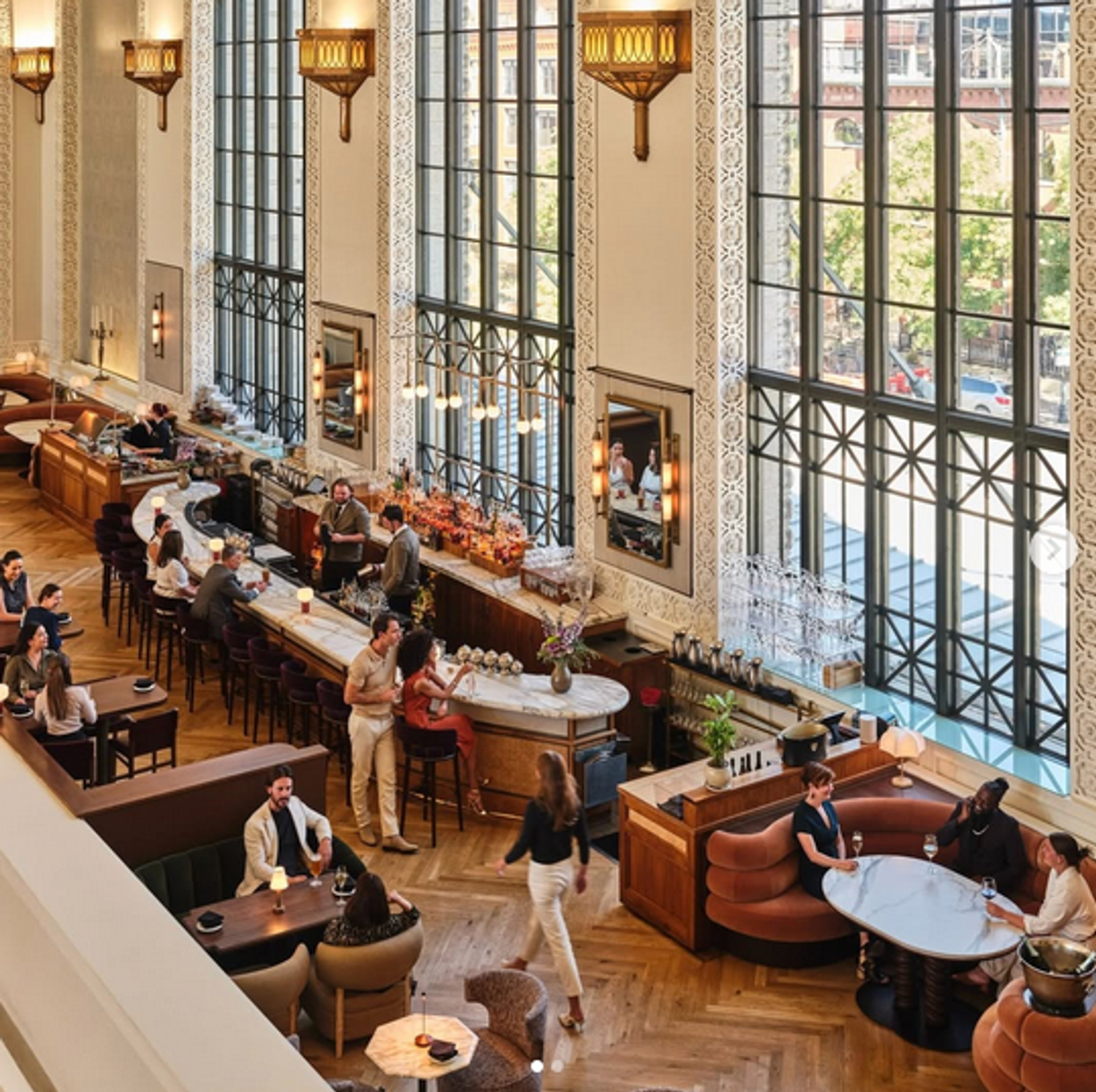 A bustling vibrant view from the Terrace of the Cooper Lounge in Denver.