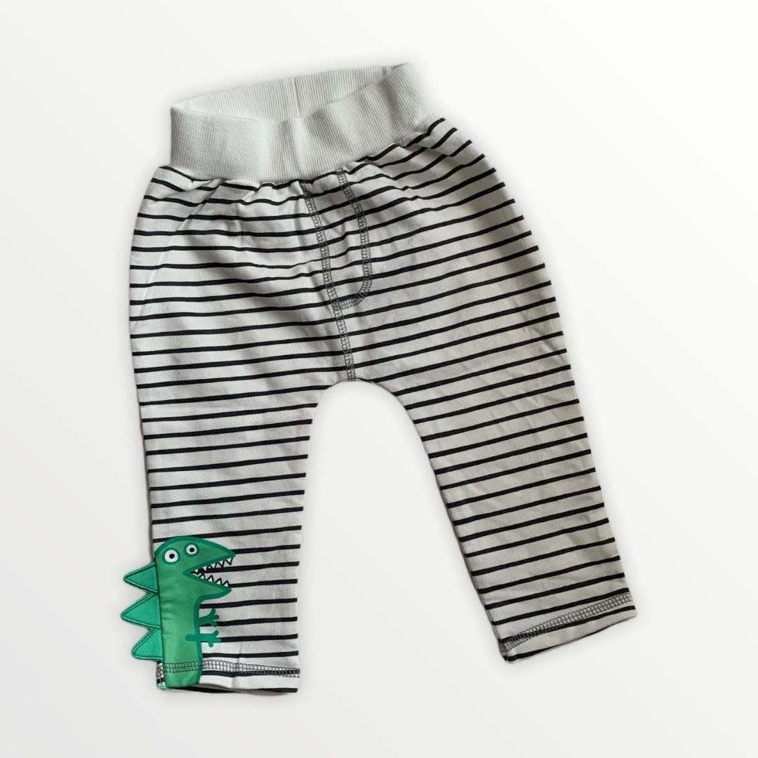 Black and White Strap Pure Cotton Trousers
