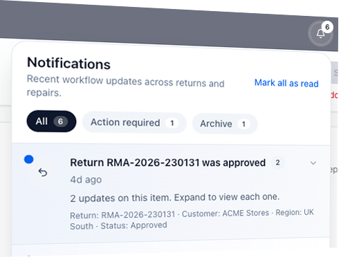 Approval notification received by the brand - TrackQUAL