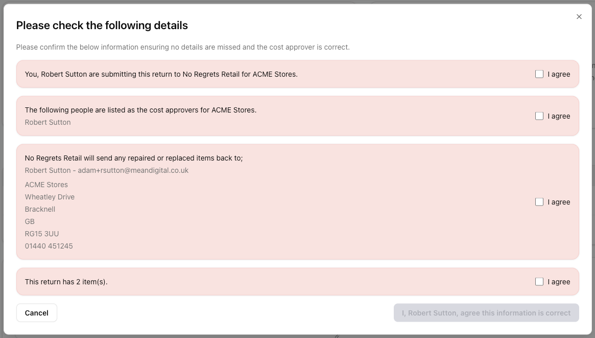 Ensure the details are correct before submitting your return - TrackQUAL
