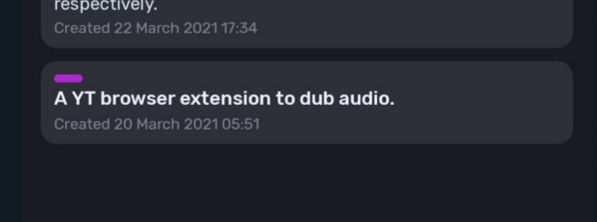 screenshot of the idea titled "A YT extension to dub audio"