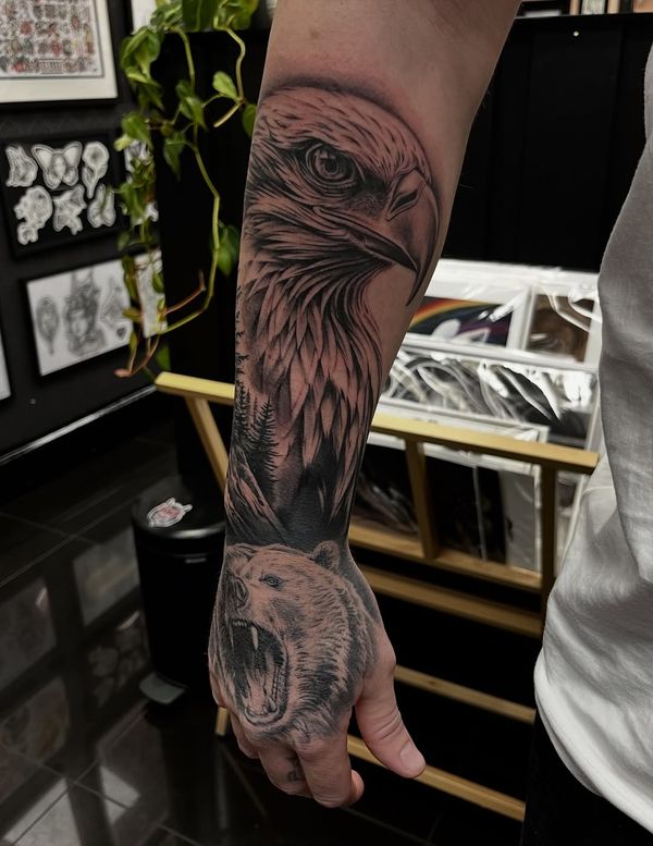 Eagle, Bear, Trees