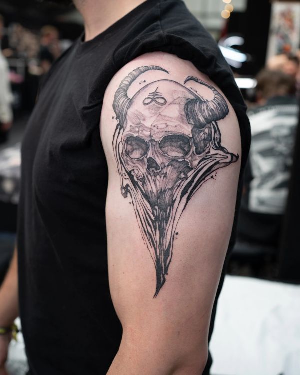 skull, horns