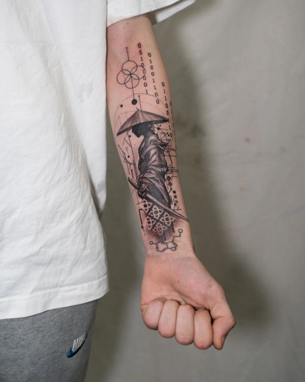 Samurai, Geometric shapes, Binary code