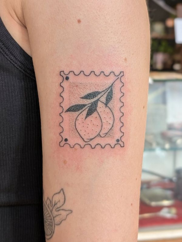 Peach, Fruit, Stamp Frame