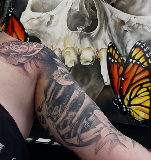 Skull, Ribcage, Rose