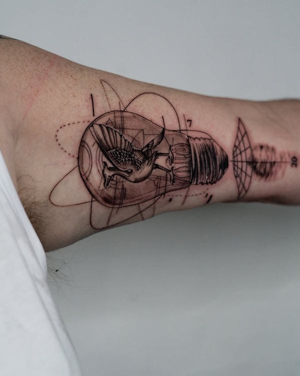 Lightbulb, Bird, Geometric shapes