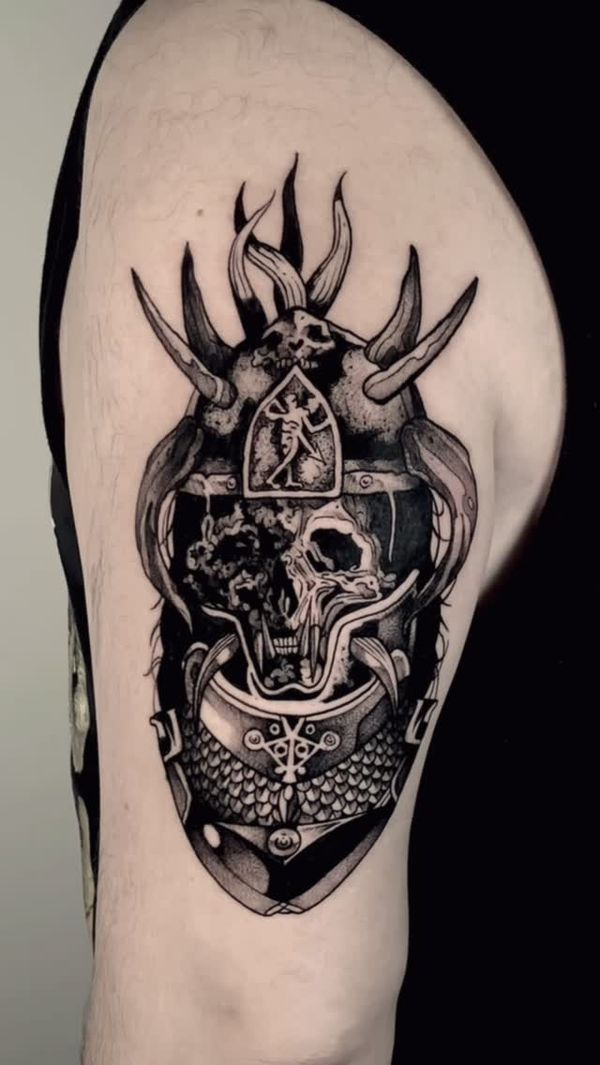 Skull, Helmet, Armor, Horns