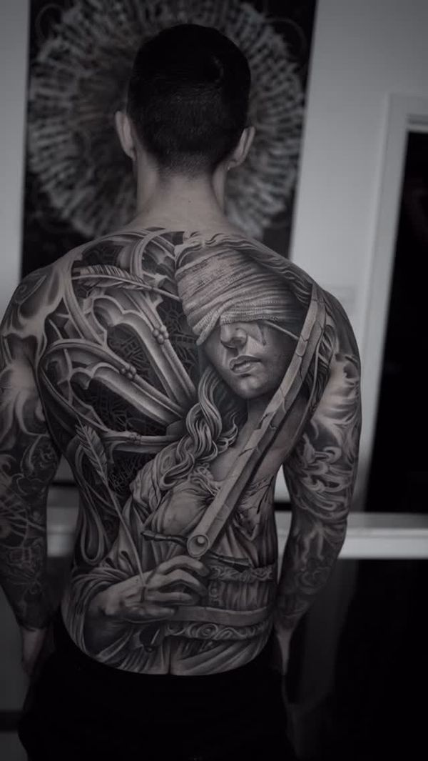 Goddess figure,Mechanical gears,Feathers,Sword