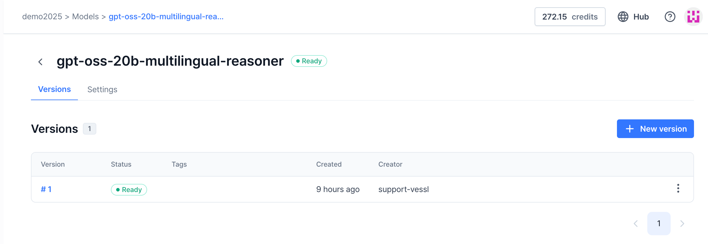 The LoRA adapter is uploaded VESSL Model